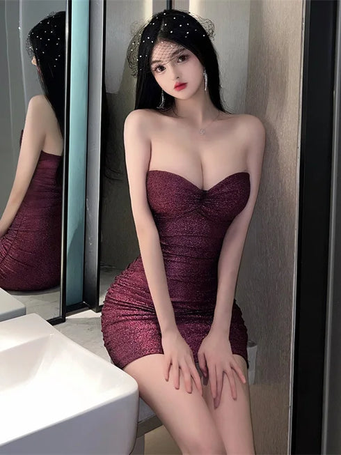 Sexy V Neck Wrap Hip Short Dress for Women Elegant Off Shoulder Party Fashion